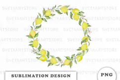 Watercolor Lemons Wreath png Product Image 1
