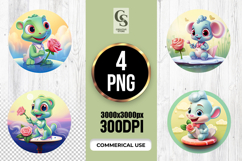 Cute Animal Rose Illustration Clipart Sublimation PNG Product Image 1