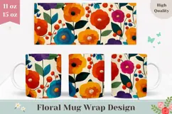 Floral Mug Template, Colorful Flowers Mug PNG, Floral Print Product Image 1