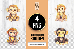 Cute Baby Monkey Clipart Sublimation PNG Product Image 1