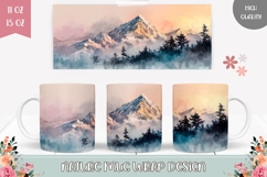 Mountains Mug Wrap Design, Landscape Mug Template Product Image 1