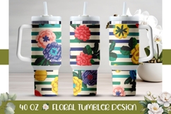 Stripes Tumbler Wrap, Pop Art Flowers 40 Oz Tumbler Design Product Image 1