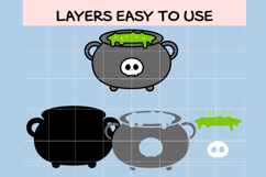 Halloween Witch Cauldron SVG Bundle | Cute Kawaii Skull Pot Product Image 2
