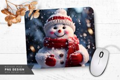 Snowman with Red Scarf and Mittens Mouse Pad PNG Product Image 1