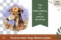 Watercolor Greyhound Dog Illustration, Dog Sublimation PNG Product Image 1