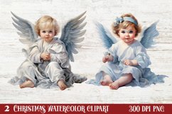 Blue Christmas Watercolor Clipart, Blue Christmas Sublimatio Product Image 2