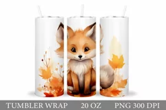 Fox Fall Tumbler Sublimation. Cute Fox Tumbler Wrap Design Product Image 1
