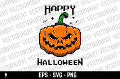 Pixel art halloween pumpkin icon isolated on white bg Product Image 1