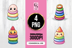 Cute Stacking Rings Toy Clipart Sublimation PNG Product Image 1