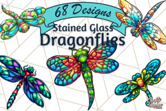 Stained Glass Dragonfly PNG Clipart, Bright Insects Clip Art Product Image 1