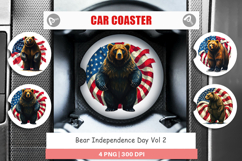 Car Coaster Bear 4th of July Product Image 1