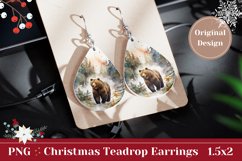 Christmas Earrings Sublimation , Winter Bear Sublimation PNG Product Image 1