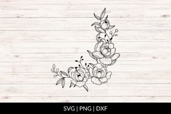Hand Drawn Peonies Corner Border SVG Product Image 1