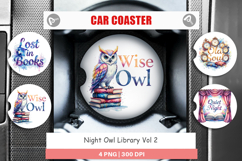 Night Owl Library Quotes Car Coaster Product Image 1