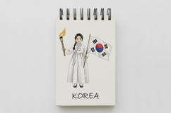 Korean Independence Spirit Girl Hanbok Taegeukgi Flag PNG Product Image 5