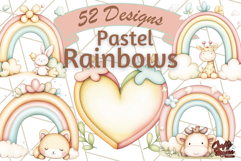 Pastel Plushie Rainbow Clipart PNG, Nursery Baby Animals Png Product Image 1
