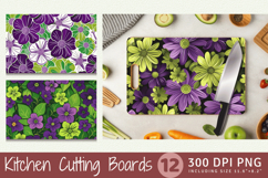 Purple &amp; Green Flowers Cutting Boards sublimation Design Product Image 1