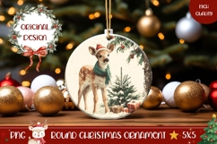 Vintage Christmas Deer Ornament, Christmas Tree Ornament PNG Product Image 1