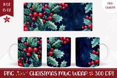 Christmas Berries Mug Sublimation, Winter Coffee Mug Product Image 1