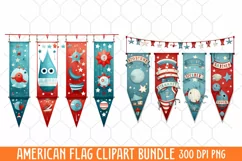 American Flag Watercolor Clipart, Us Flag Clipart Product Image 1