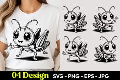 Cute Grasshopper SVG PNG Product Image 1
