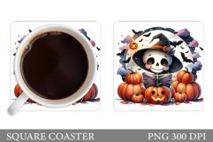 Skeleton Coaster Sublimation. Halloween Coaster Design Product Image 1