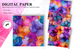 Rainbow Watercolor Alcohol Ink Background Digital Paper Product Image 1