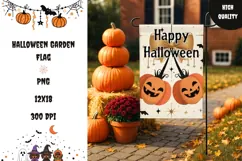 Fall Garden Flag Design, Cartoon Halloween Garden Flag Product Image 1