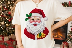 Faux Yarn Santa Claus Sublimation Png, Yarn Christmas Png. Product Image 2