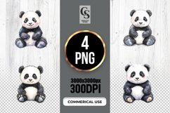 Cute Panda Bear Watercolor Clipart Sublimation PNG Product Image 1