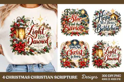 4 Christian Christmas PNG Designs, 4 Nativity Bible Verse PN Product Image 1