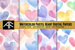 Watercolor Pastel Heart Digital Paper Pattern Product Image 1