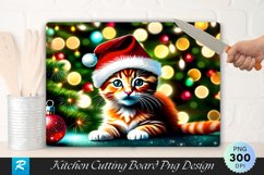 Festive Ginger Kitten with Christmas Cheer Cutting Board PNG Product Image 1
