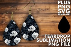 Watercolor Flower Teardrop Earring Sublimation Product Image 1