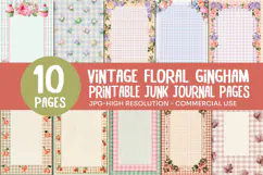 Vintage Floral Gingham Junk Journal Pages Product Image 1