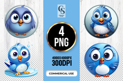 Cute Blue Bird Clipart Sublimation PNG Product Image 1