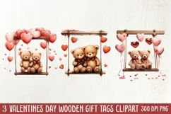 Valentine Animal On Swings Clipart, Valentine Animal Clipart Product Image 1