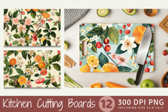 Spring Floral Fruits Cutting Boards sublimation Designs Product Image 1