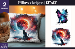 Cosmic Black Cat Pillow Celestial pillow nebula cat decor Product Image 1