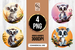 Cute Lemur Clipart Sublimation PNG Product Image 1