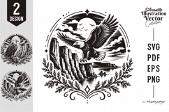 Majestic Eagle Over Canyon Silhouette SVG Product Image 1