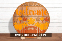 Fall Welcome Sign SVG Round | Pumpkin Leaf Autumn Door Decor Product Image 2