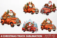 Christmas Truck Sublimation Clipart PNG Product Image 1