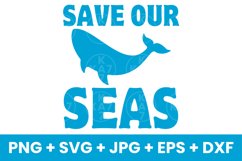 Blue Save Our Seas, Whale Ocean Sea Lovers SVG Product Image 1
