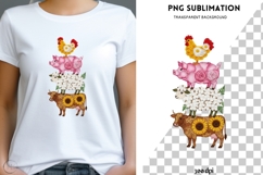 Farm Animals PNG Sublimation | Floral Cow Pig Sheep Chicken Product Image 1