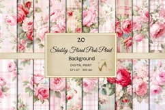 Shabby Floral Light Pink Plaid Junk Journal Paper Product Image 1