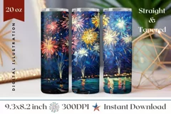 Fireworks Tumbler Wrap Design, Art Tumbler Sublimation Product Image 1
