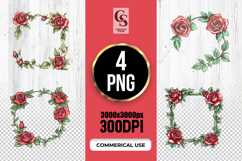 Rose Floral Frame Clipart PNG Product Image 1