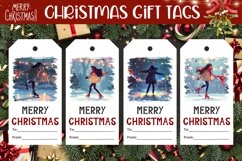 Cartoon Christmas Girl Gift Tags, Winter Gift Tags Product Image 1