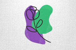 Abstract Green Purple Leaf Line Art Embroidery Design Product Image 1